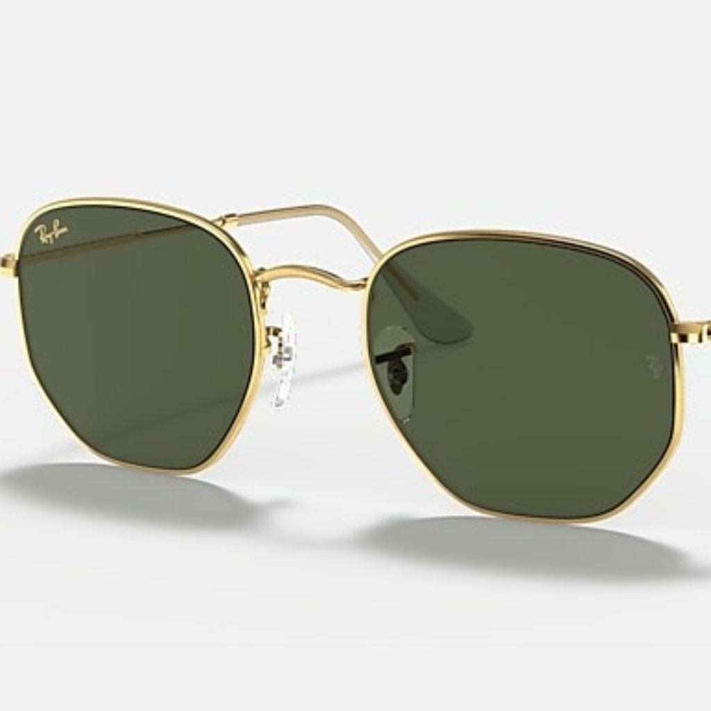 New Ray-Ban Rb3548 Hexagonal Sunglasses Polished Gold G-15 Green 54mm
